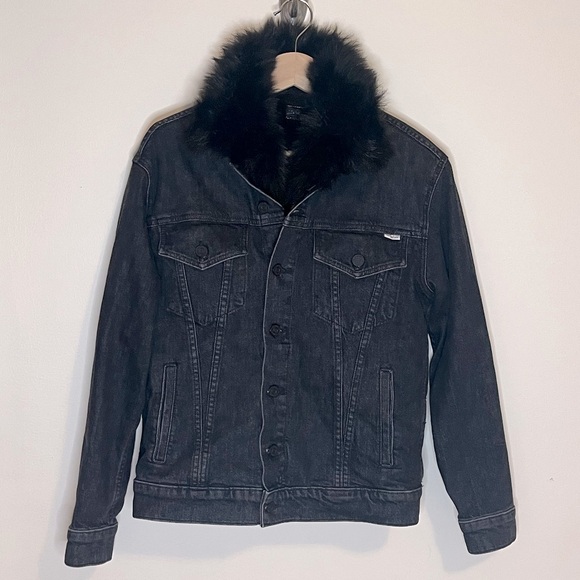 MOTHER The Furry Drifter Denim Faux Fur Jacket - Picture 2 of 14